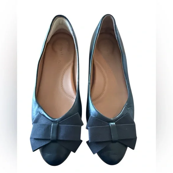 Gentle Souls Black Leather Bow Ballet Flats Size 6.5 - Picture 2 of 9